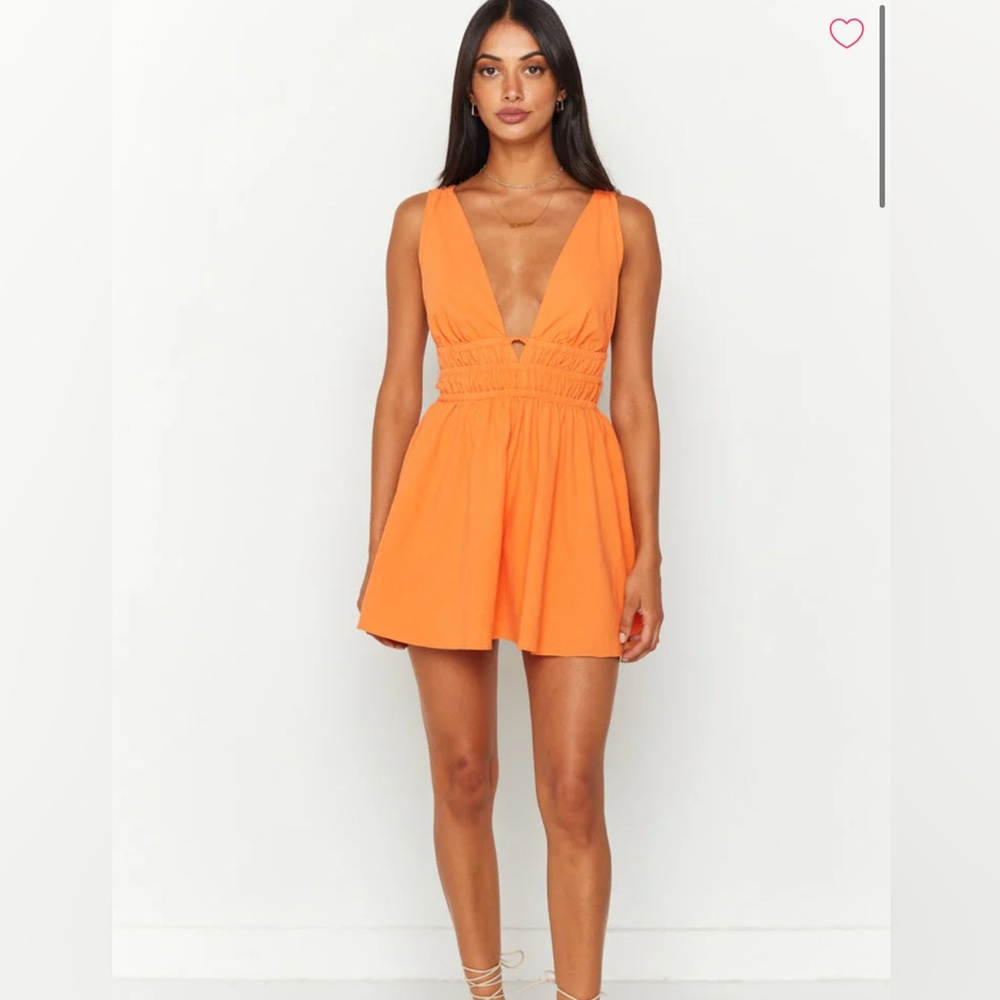 Beginning Boutique Genovia Crinkle Orange Mini Dress